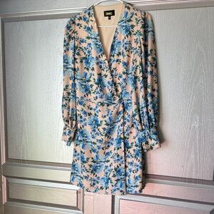 Alexia Admor Blue Floral Wrap Mini Dress